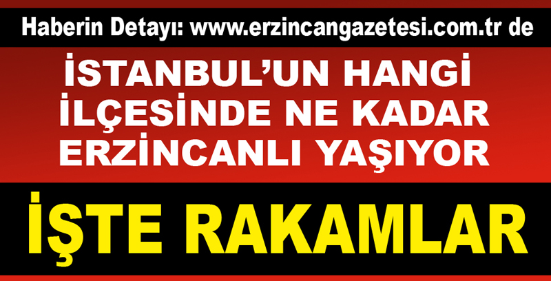 Erzincan’ın hangi ilçesinden İstanbul’da kaç kişi yaşıyor