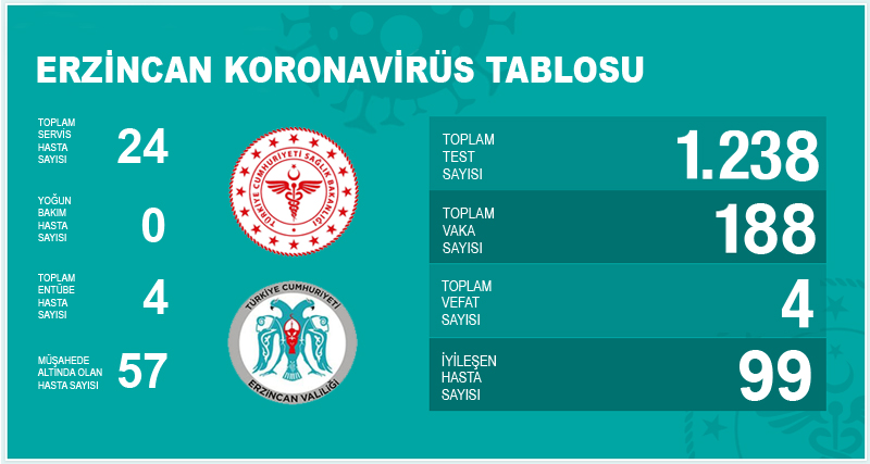 Erzincan’ın Koronavirüs tablosu